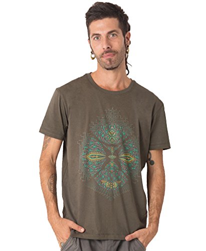 Street Habit Sikuli - Camiseta para hombre con diseño exclusivo de mandala psicodélico - Verde - Medium