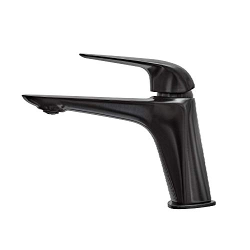 Strohm TEKA - Grifo monomando de lavabo ITACA de caño alto y sistema de ahorro de agua. Acabado negro