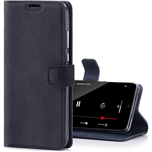 SURAZO Funda de teléfono móvil para P30 Pro, funda de piel auténtica con RFID con función atril, funda tipo cartera, hecha a mano en Europa para Huawei P30 Pro