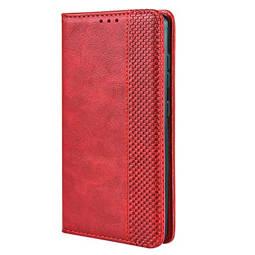 TANYO Funda Leather Folio para el Samsung Galaxy M11, PU/TPU Premium Flip Wallet Carcasa Libro Piel de Cuero con Ranuras para Billetera y Tarjetas - Rojo