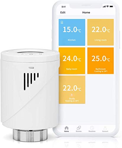 Termostato inteligente Wi-Fi para radiador, Requiere Concentrador, Pantalla LCD, Programable, para Habitaciones Individuales, Compatible con Alexa, Google Assistant e IFTTT.