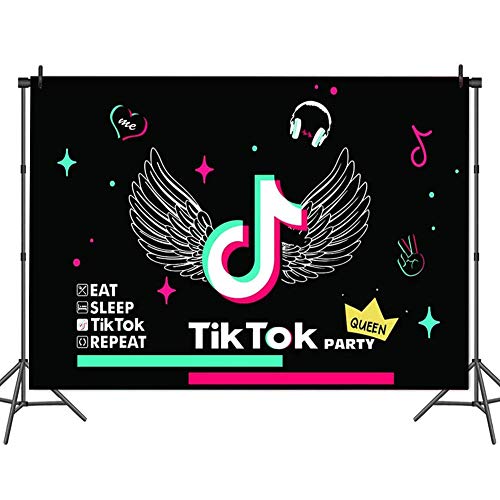 TIK TOK Fondo de Fiesta, BAIBEI TIK Tok Decoración de Fiesta de cumpleaños para música de niña Suministros de Fiesta temáticos de Karaoke