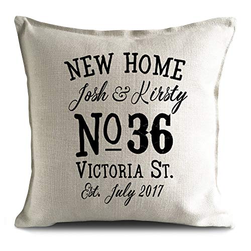 Toll2452 - Funda de cojín Personalizable para casa o casa, Regalo de Calidez, Estilo Vintage, para decoración del hogar, número de casa