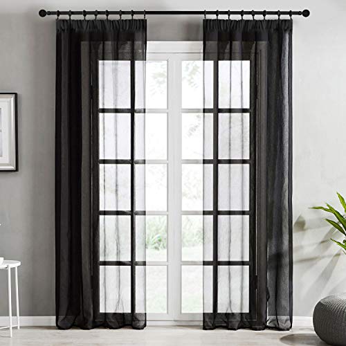 Topfinel Transparente Visillos da Panels Modernas Visillos para Ventanas Cortinas Dormitorio con Plisado de Lápiz 2 Piezas 140x240cm Negro Topfinel Transparente Visillos da Panels Modernas Visillos para Ventanas Cortinas Dormitorio con Plisado de Lápiz 2 Piezas 140x240cm Negro