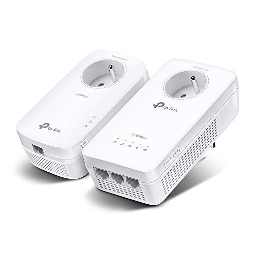 TP-Link CPL WiFi AC 1200 Mbps + CPL 1300 Mbps con Puertos Gigabit Ethernet y Toma integrada - Amplíe su conexión WiFi en Cada habitación de la casa (TL-WPA8635P Kit V3)