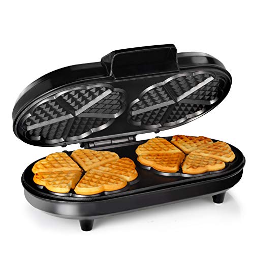 Tristar WF-2120 Gofrera en acero inoxidable para 10 gofres con forma de corazón por sesión, 1200 W, Negro y plateado Tristar WF-2120 Gofrera en acero inoxidable para 10 gofres con forma de corazón por sesión, 1200 W, Negro y plateado