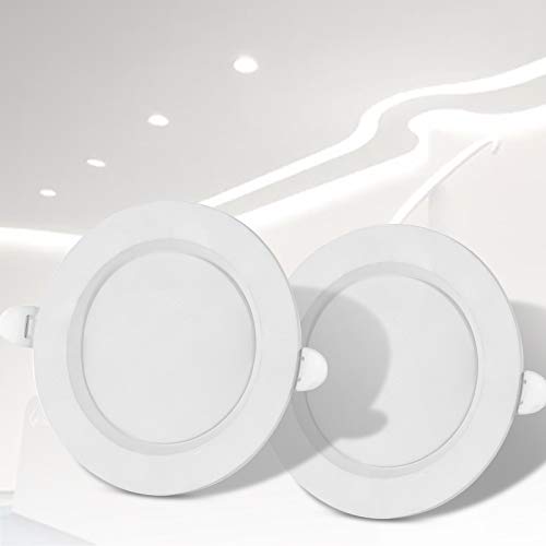 TYCOLIT Foco LED empotrable plano de 230 V, incluye 2 x 9 W, foco de techo fino, IP44, blanco cálido, juego de focos LED empotrables, lámpara ultraplana de techo [clase energética A + +]