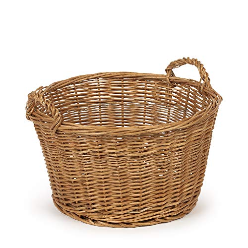 TYSK Design Cesta de almacenamiento mediana (tamaño y forma a elegir), 36 cm de diámetro, cesta para juguetes, chimenea, cesta de mimbre trenzada para habitación infantil, salón, baño TYSK Design Cesta de almacenamiento mediana (tamaño y forma a elegir), 36 cm de diámetro, cesta para juguetes, chimenea, cesta de mimbre trenzada para habitación infantil, salón, baño