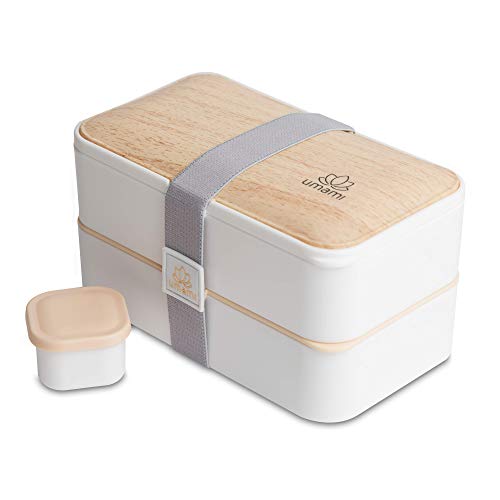 Umami® ⭐ Lunch Box Premium - 1 Recipiente 3 Cubiertos - Tupper Compartimentos Estilo Bento Box Japonés - Porta Alimentos Hermético - Sin Residuos – Microondas y Lavavajillas – Comida En Casa/Trabajo