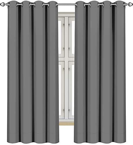 Utopia Bedding Cortinas Opacas para oscurecer Habitaciones – Juego de 2 Paneles – 8 Ojales por Panel – 2 alzapaños incluidos, Gris, 140 x 175 cm