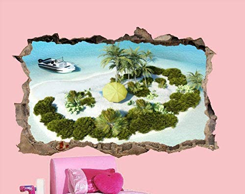 UYEDSR Pegatinas de Pared Etiqueta de la Pared de la Playa de la Isla Tropical privada 3D Art Poster Mural Decoración 60x90cm