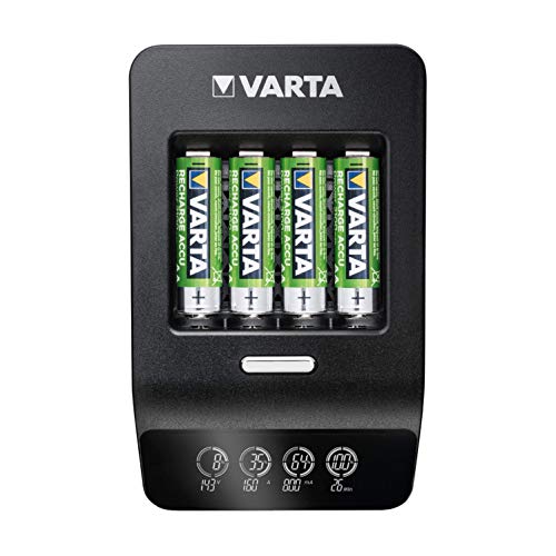 VARTA LCD Ultra Fast Charger+ (para AA/AA), una Sola Carga de la Pila, detección de células defectuosas, Puede ser usada en Todo el Mundo, Incluye 4 AA 2100mAh VARTA LCD Ultra Fast Charger+ (para AA/AA), una Sola Carga de la Pila, detección de células defectuosas, Puede ser usada en Todo el Mundo, Incluye 4 AA 2100mAh