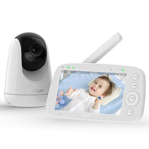 VAVA bebé monitor, Vigilabebés con cámara y audio con pantalla LCD de 5", Visión nocturna, Temperatura, Pantalla IPS, Audio bidireccional, 4500 mAh