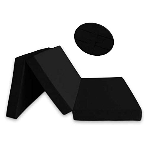 Ventadecolchones - Colchón Plegable con 3 cm de Viscoelástica con Cierre y Asa 120 cm x 190 cm x 10 cm con Espuma en Densidad 25kg/m3 (extrafirme) en Loneta Premium Negro