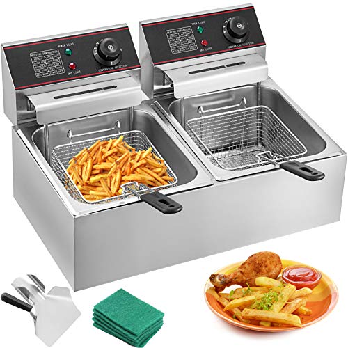 VEVOR Freidora Eléctrica Profesional con Termostato Automático Comercial 12 L 5,000 W, Freidora Eléctrica de Acero Inoxidable Doble Tanque con Calentamiento Rápido para Usos Comerciales VEVOR Freidora Eléctrica Profesional con Termostato Automático Comercial 12 L 5,000 W, Freidora Eléctrica de Acero Inoxidable Doble Tanque con Calentamiento Rápido para Usos Comerciales