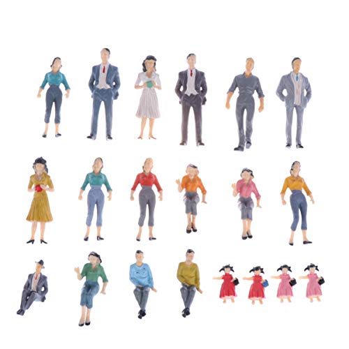 VOSAREA 20 Piezas de Figuras de Personas en Miniatura Modelos de Trenes Figuras pintadas arquitectónicas Personas sentadas y de pie para escenas en Miniatura