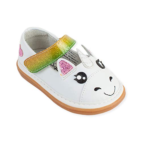 Wee Squeak - Zapatos chirriantes para niñas con chirriador extraíble, morado (Unicorn), 19