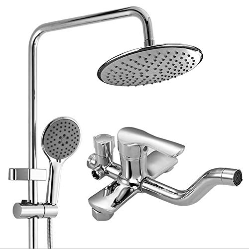 WJQQ Columna de Ducha de Acero Inoxidable, Conjunto de Ducha Redondo con Grifo Monomando, Ducha de Lluvia y 3 Tipos Ducha de Mano para Baño WJQQ Columna de Ducha de Acero Inoxidable, Conjunto de Ducha Redondo con Grifo Monomando, Ducha de Lluvia y 3 Tipos Ducha de Mano para Baño