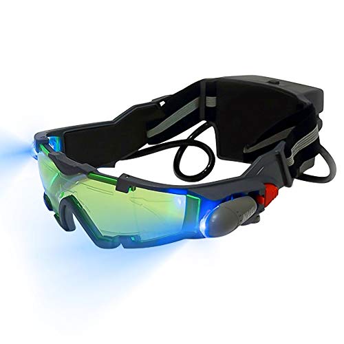 Wovatech Gafas de visión Nocturna | Niños Ajustables LED Noche Verde Lente Gafas Protectoras con Luces abatibles | Gafas de Seguridad Anti láser para Caza, Carreras, Ciclismo, esquí