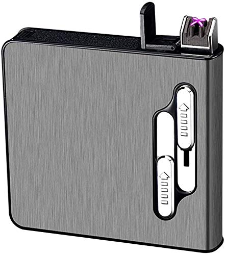 XIAOXIA Funda De Aleación De Aluminio Cigarrillo Automático Pop-Up Cigarrillo 20 Sticks USB Carga Double ARC Metal Creative Ultra-Thin Cigarette Portable Funda XIAOXIA Funda De Aleación De Aluminio Cigarrillo Automático Pop-Up Cigarrillo 20 Sticks USB Carga Double ARC Metal Creative Ultra-Thin Cigarette Portable Funda