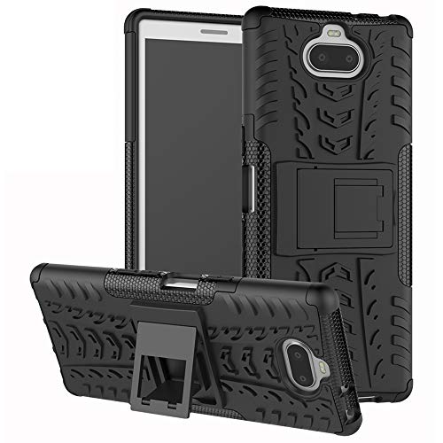 Xperia XA3 Funda,LiuShan Heavy Duty silicona Híbrida Rugged Armor soporte Cáscara de Cubierta Protectora de Doble Capa Caso para Sony Xperia 10/ Xperia XA3 (Not fit Xperia XA3 Ultra) Smartphone,Negro