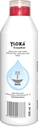 Yloxa KristallKlar - Aditivo concentrado para el agua para fuentes, paredes, columnas y cascadas de agua y nebulizadores en interiores y exteriores - Botella de 250 ml