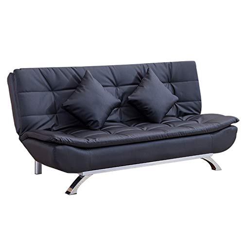 YUYTIN Faux Cuero tapizado Moderno Convertible para futón de sofá Cama para el Espacio de Estar Compacto, apartamento, Dormitorio, Sala de bonificación con reposabrazos extraíbles,1.2 * 1.9 * 0.4m
