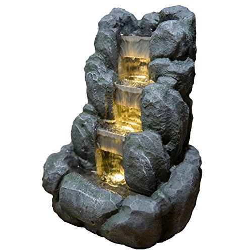 Zen'Light Rocky Fuente de Interior, Resina, Gris, 24 x 21 x 34 cm