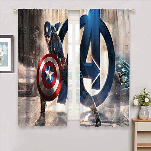 Zmcongz Cortina rústica de hierro hombre cortina impresión decoración sala de estar cortinas opacas ancho 63 x largo 63 pulgadas, Iron Man