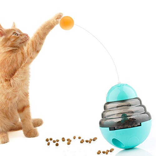 ZWOOS Juguetes para Gatos Interactivos, Pelota Dispensadora de Comida para Gatos/Bola para Golosinas de Gato/Dispensador de Comida con Vaso Giratorio para Ejercicio Animal Doméstico Gatos