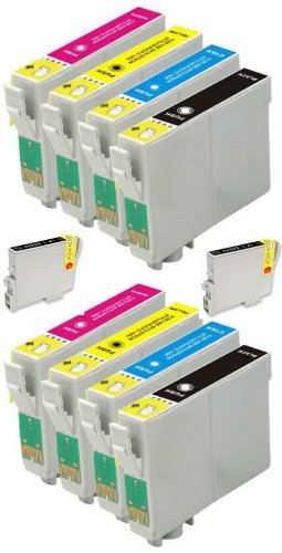 2 Full Sets + 2 Extra Black Inks: 10 High Capacity Compatible InK Cartridges 4xT1281 Black 2xT1282 Cyan2x T1283 Magenta 2xT1284 Yellow For Epson S22 SX125 SX130 SX235 BX305F BX305FW PLUS SX420W SX425W SX430W SX435W SX438 SX440 SX445W inkjet Printer