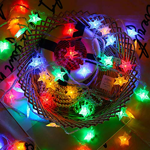 6M 40LED,Estrellas hadas luces,LED cortina cadena luces, Cadena de luces LED,LED Luces decorativas, fiesta, boda, balcón, decoración,Luces de Hadas,Navidad (F)
