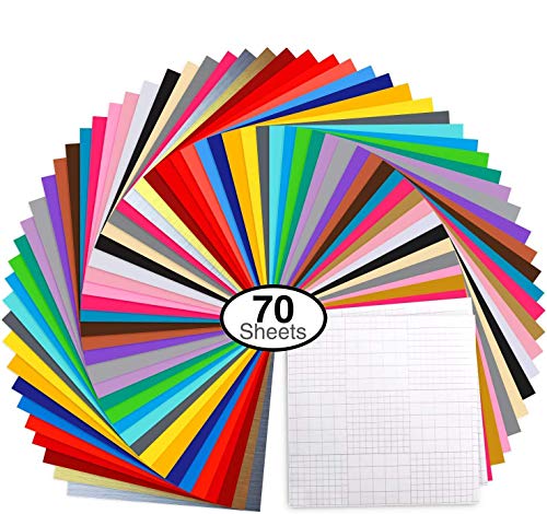 70 Láminas de vinilo Ohuhu, con respaldo adhesivo permanente, 60 láminas de vinilo 12" x 12" 10 láminas, 30 colores surtidos para máquinas de corte, siluetas. 70 Láminas de vinilo Ohuhu, con respaldo adhesivo permanente, 60 láminas de vinilo 12" x 12" 10 láminas, 30 colores surtidos para máquinas de corte, siluetas.