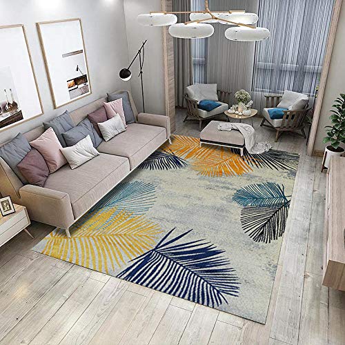 Alfombra Respetuoso Del Medio Ambiente decoración la habitación Bedrooms Rug alfombra habitación fácil de cuidar Rugs Naranja azul amarillo negro beige clásico estampado de plumas jarapas 140X200cm