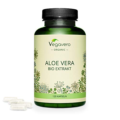 Aloe Vera BIO Vegavero® | La Dosis Más Alta: 675 mg | Tránsito Intestinal & Detox | 120 Cápsulas | Sin Aditivos | Extracto de Gel de la Hoja | Sin OGM & Apto para Veganos