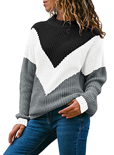 Alsol Lamesa suéter de Punto Casual con Cuello Redondo para Mujer X-Large