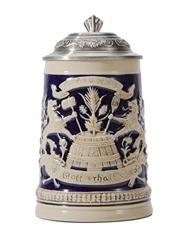 Amoy-Art Jarra de Cerveza Alemana Beer Stein Mug Deutschland Escudo de Baveria para Regalos Giftbox 0.5Litre German