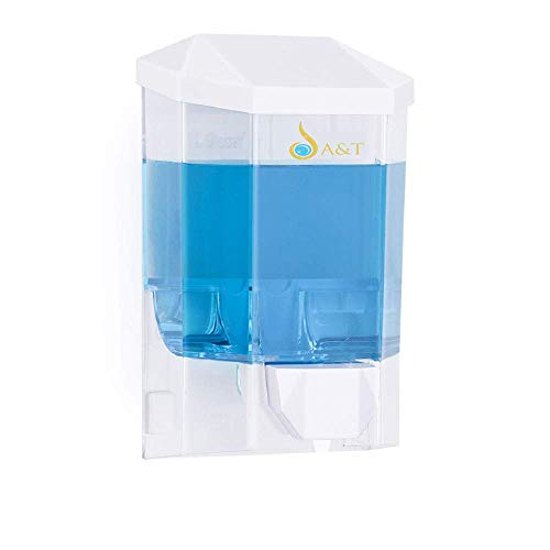 A&T Dispensador de jabón líquido para manos de 500 ml de capacidad, montado en la pared, ideal para uso doméstico y comercial.