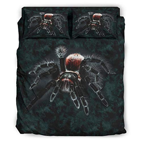 Ballbollbll Black Spider - Juego de sábanas de 4 piezas con 2 fundas de almohada, 1 sábana y 1 funda de edredón de 240 x 264 cm, color blanco