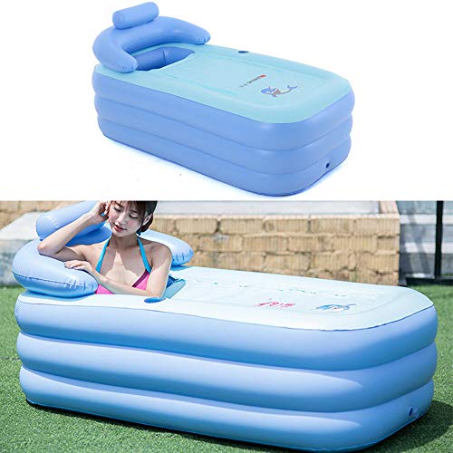 Bañera hinchable de PVC, portátil, plegable, para adultos, bañera de spa y niños, piscina hinchable (azul)