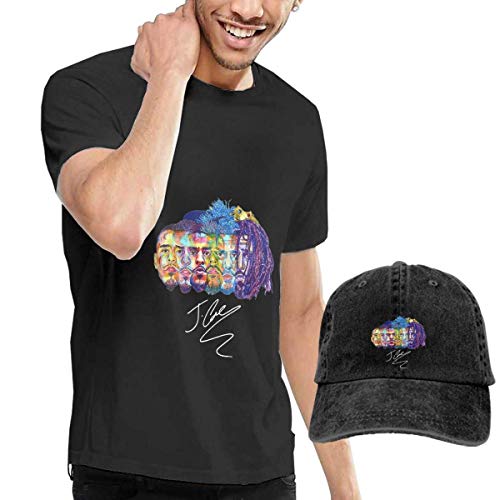 Baostic Camisetas y Tops Hombre Polos y Camisas, J-Cole KOD Logo T-Shirt and Sun Hat, Black Fashion Sport Casual T-Shirt + Cowboy Hat Set for Men