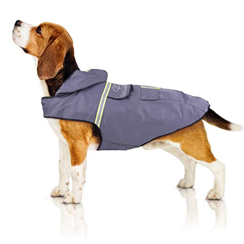 Bella & Balu Chubasquero de perro - Impermeable para mascotas con capucha y reflectores para proteger a su perro en paseos largos del frío, la lluvia o la nieve en épocas frías.(M | GRIS) Bella & Balu Chubasquero de perro - Impermeable para mascotas con capucha y reflectores para proteger a su perro en paseos largos del frío, la lluvia o la nieve en épocas frías.(M | GRIS)