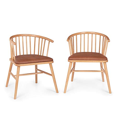 Besoa Nyssa Juego de sillas de Comedor - Madera de Haya, Cojín de Asiento en imitación de Cuero, para complementar con Mesa de Comedor Besoa Svenson, Color Marrón Besoa Nyssa Juego de sillas de Comedor - Madera de Haya, Cojín de Asiento en imitación de Cuero, para complementar con Mesa de Comedor Besoa Svenson, Color Marrón