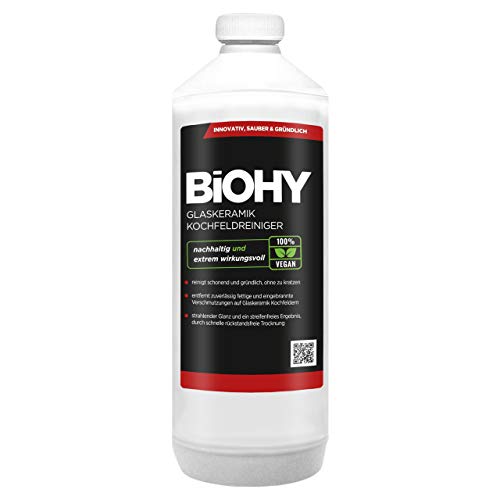 BiOHY Limpiador de vitrocerámica (1 botella de 1 litro) | Cocina radiantemente limpia, para electrodomésticos, Bosch & Siemens - brillo sin rayas (Glaskeramik Kochfeldreiniger)