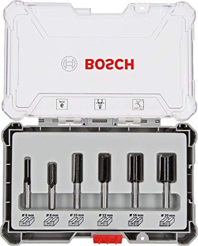 Bosch Professional 2607017466 Juego de 6 fresas (para madera, para fresadoras con vástago de 8 mm), Color
