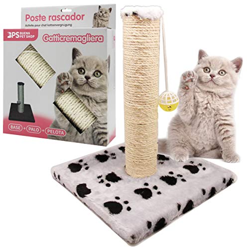 BPS (R) Juguete Rascador Con Campana para Gatos, Amarillo, Morado, Rosa, Gris y Verde, Scraper para Gato, Animales Domésticos 28 x 28 x 32cm BPS-3158-FBA