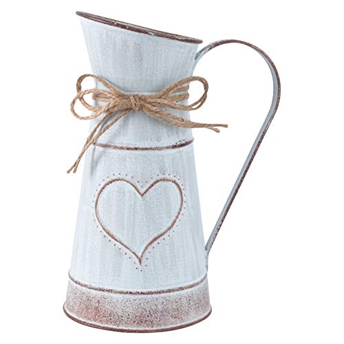 Cabilock Jarrón vintage con forma de corazón, jarra de leche, de hierro, estilo shabby chic, rústico, de metal, cubo para flores, cactus, para San Valentín, balcón, salón, decoración de mesa Cabilock Jarrón vintage con forma de corazón, jarra de leche, de hierro, estilo shabby chic, rústico, de metal, cubo para flores, cactus, para San Valentín, balcón, salón, decoración de mesa
