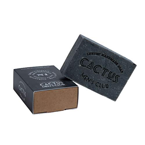 Cactus Men´s Club - Jabón Sólido para Hombre - Jabón Volcánico N1-125 gramos - Producto Artesano Hecho a Mano - Jabón Exfoliante - Jabón de Lujo Masculino en Pastilla