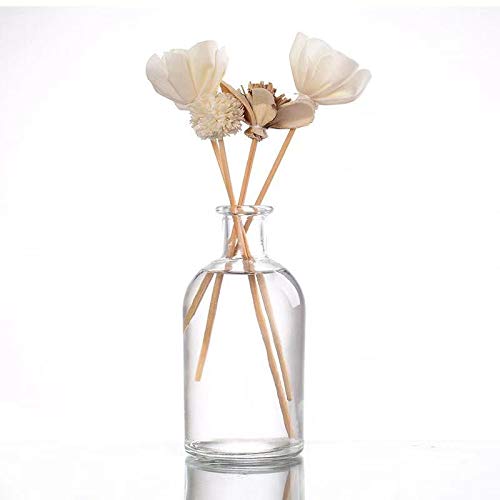 Casavetro - Juego de 6 jarrones pequeños, diseño de Flores, para decoración de Mesa, Boda, Fiesta, Botella, Cristal, Transparente (6 Unidades)