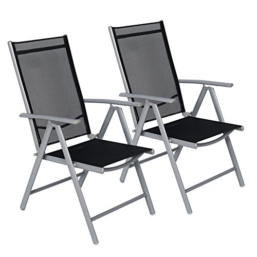 CCLIFE Juego sillas Plegables de Aluminio para jardín, terraza, Patio, Playa,Impermeables y Resistentes al Sol, Color:Light Gray, Tamaño:2pz-Set